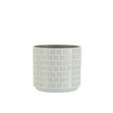 Pot de fleur J-Line en céramique bleu brillant, vue d'ensemble