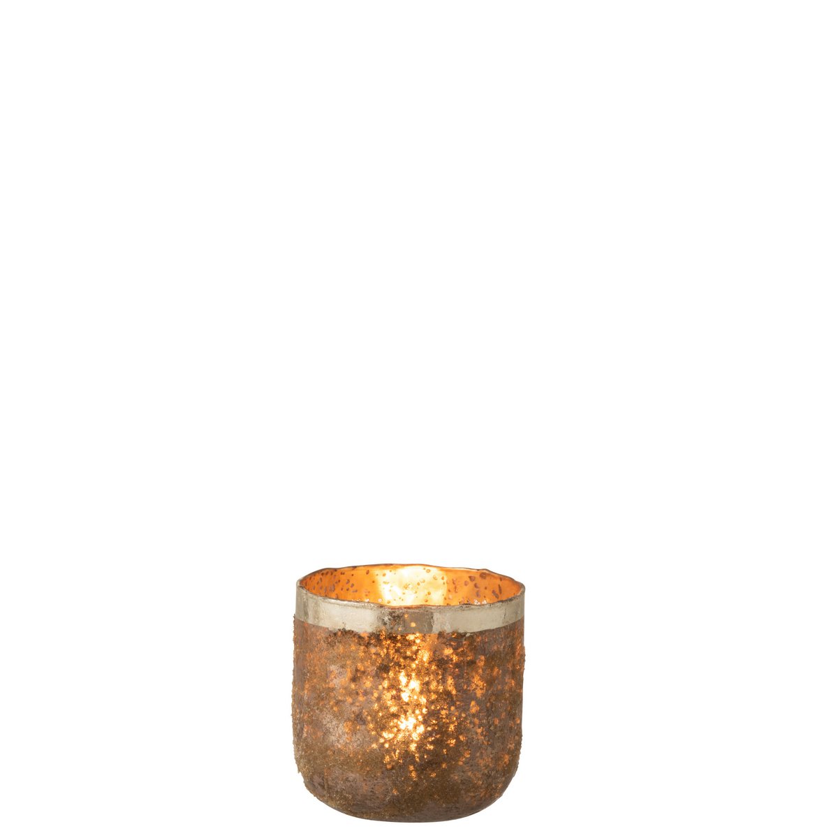 Bougeoir J-Line en verre rose, vue de face