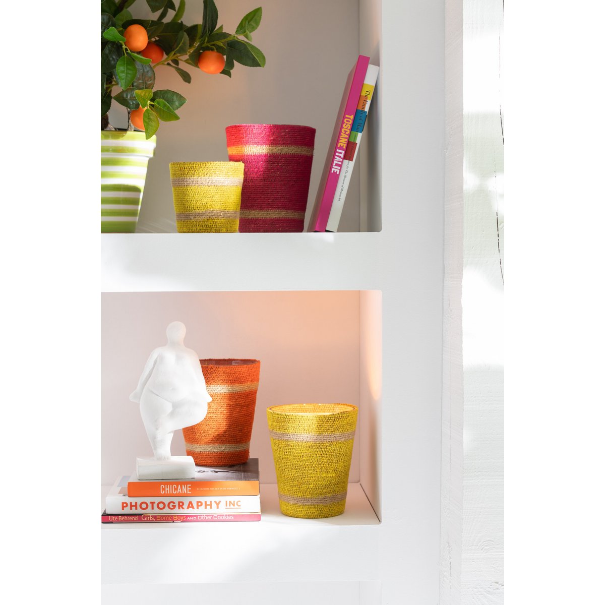Panier de bougie parfumée J-Line, dimensions et couleur orange