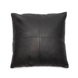 Housse de coussin en cuir noir à quatre panneaux, 40x40 cm