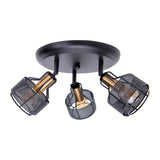 Mur à 3 places et plafond Rondel Spot "Foro" en métal en noir et or, avec des versions E14, 41 cm de diamètre. Éclairage élégant pour le salon, la salle à manger ou la cuisine.