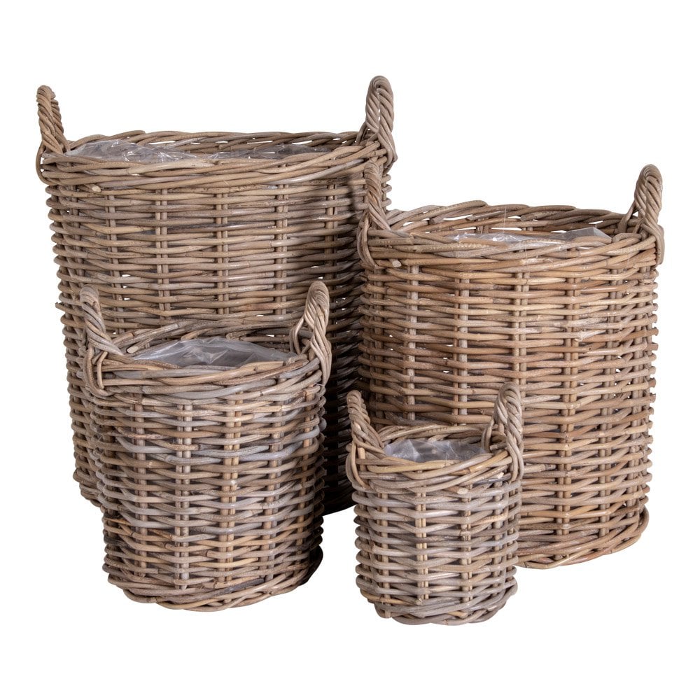 Paniers Caor en rotin kubu naturel, lot de 4, vue de face