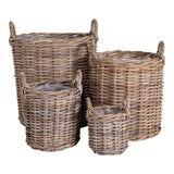 Paniers Caor en rotin kubu naturel, lot de 4, vue de face