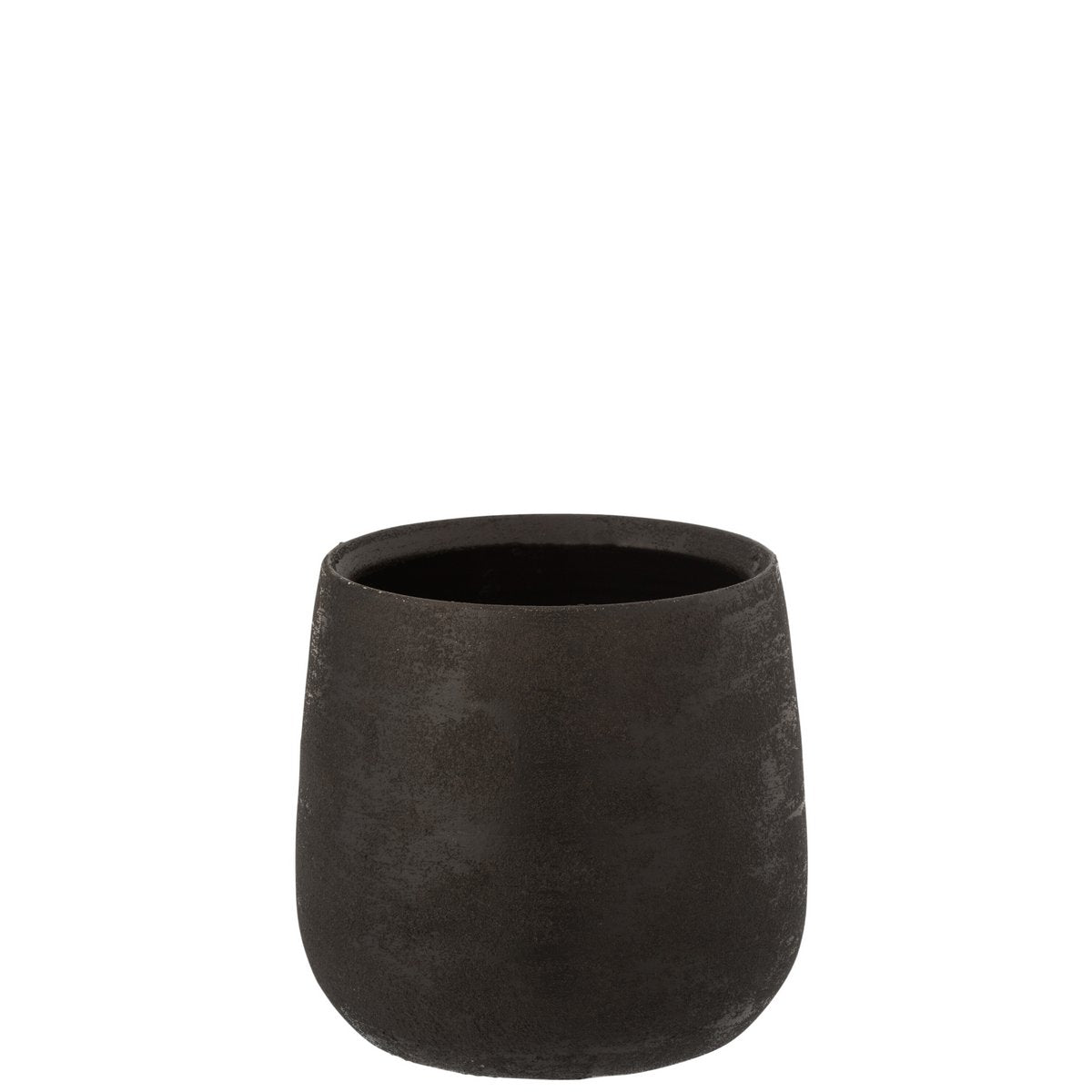 Pot de fleurs noir en céramique J-Line, design inégal et moderne, Ø23 cm