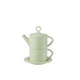 Ensemble théière et mug J-Line, céramique verte, ambiance chic.