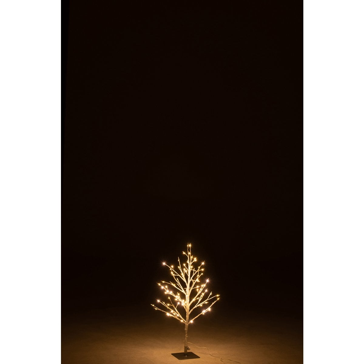 Détail de l'arbre LED argenté montrant la texture métallique