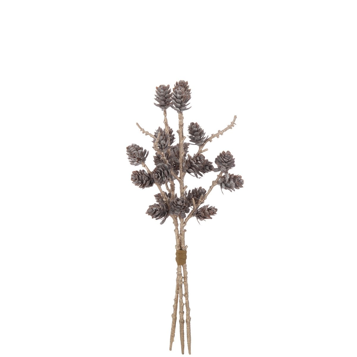 Bundle Pommes de pin J-Line en plastique marron et or, décoration élégante pour intérieur.