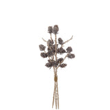 Bundle Pommes de pin J-Line en plastique marron et or, décoration élégante pour intérieur.