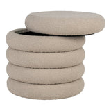 Brooklyn Pouf Beige ouvert révélant l'espace de rangement intérieur