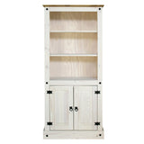 Bibliothèque Moebilia en bois blanc avec portes et compartiments ouverts