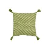 Coussin J-Line Fleurs Pompons en coton vert avec détails floraux