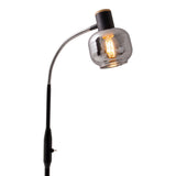Lampe à lampe en verre "Fumoso", lampadaire en métal et en verre en noir, avec douille E14, pour salle à manger, salon, hall ou bureau, lampadaire à l'intérieur, 150 cm de haut.