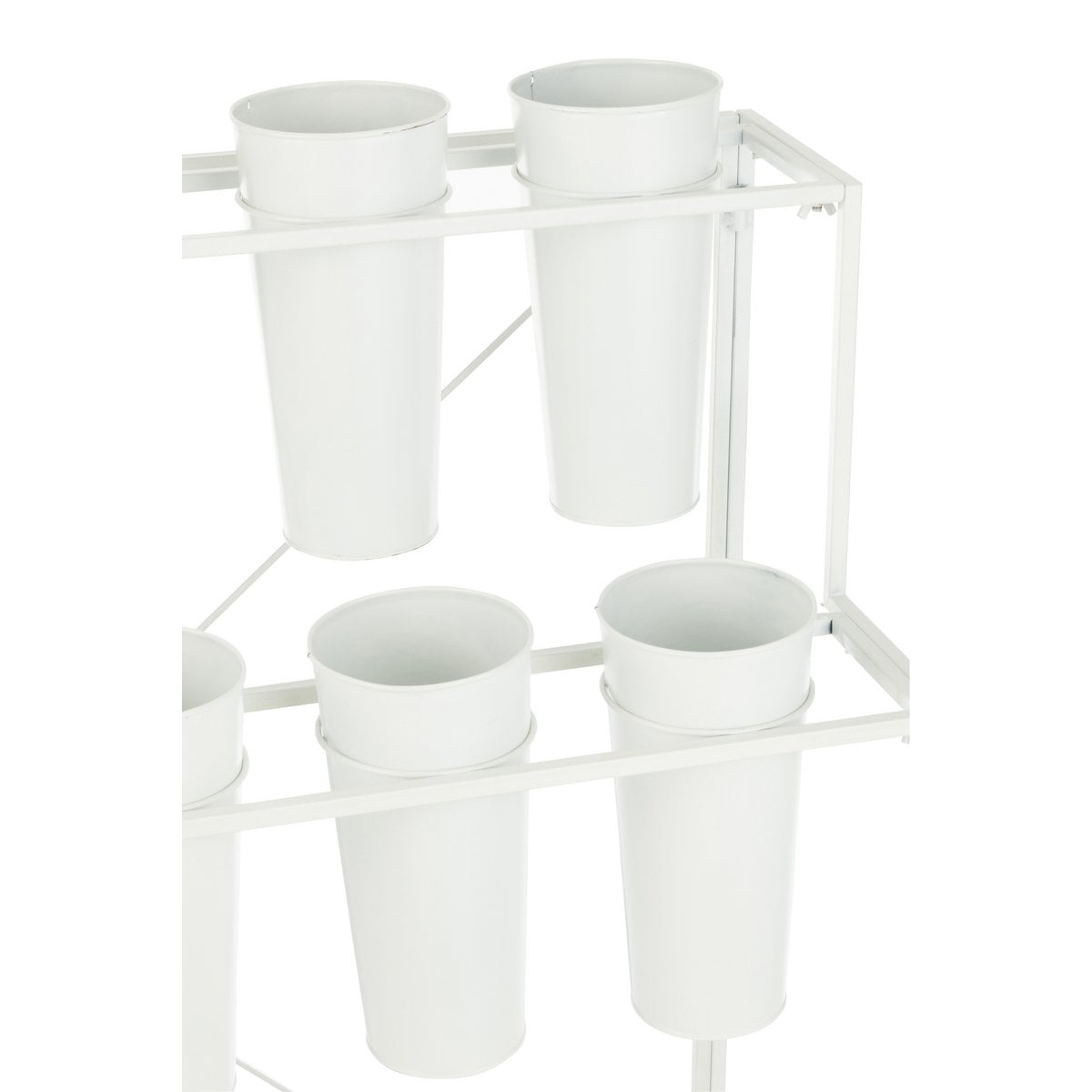 Détail de la jardinière J-Line en métal blanc, finition élégante