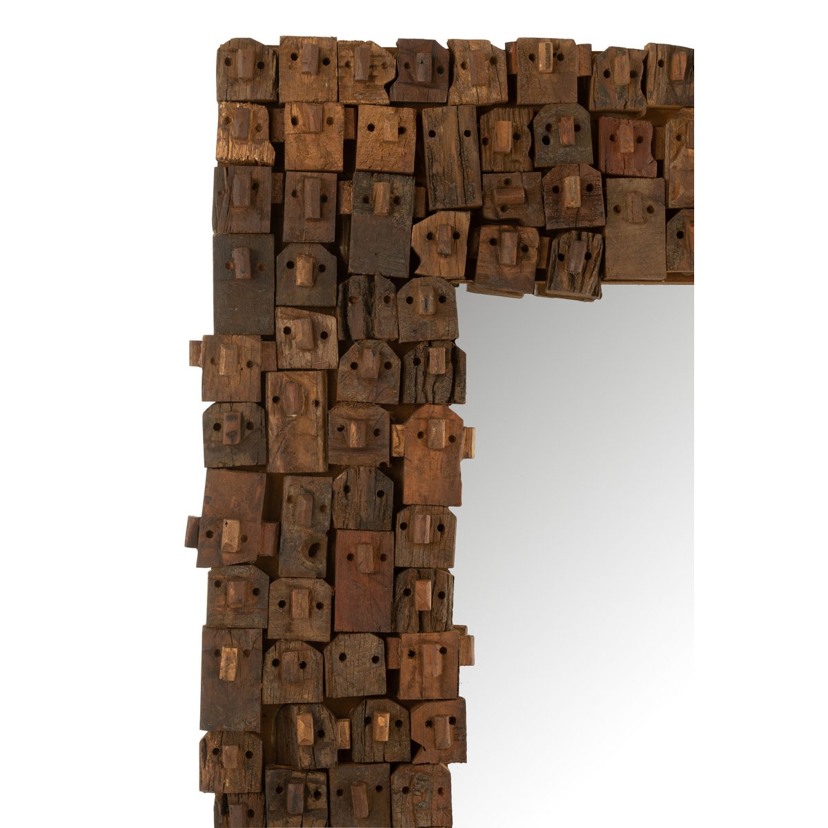 Détail du cadre en bois du miroir J-Line Syma