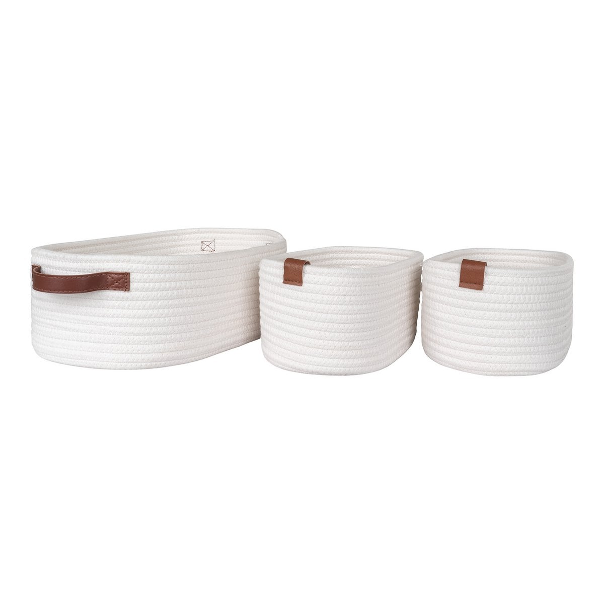 Paniers Jarana Blanc en coton, lot de 3, vue d'ensemble