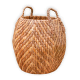 Grand panier à linge panier de rangement panier décoratif panier rond panier WAYAG en jacinthe d'eau tissée avec motif zigzag beige et marron