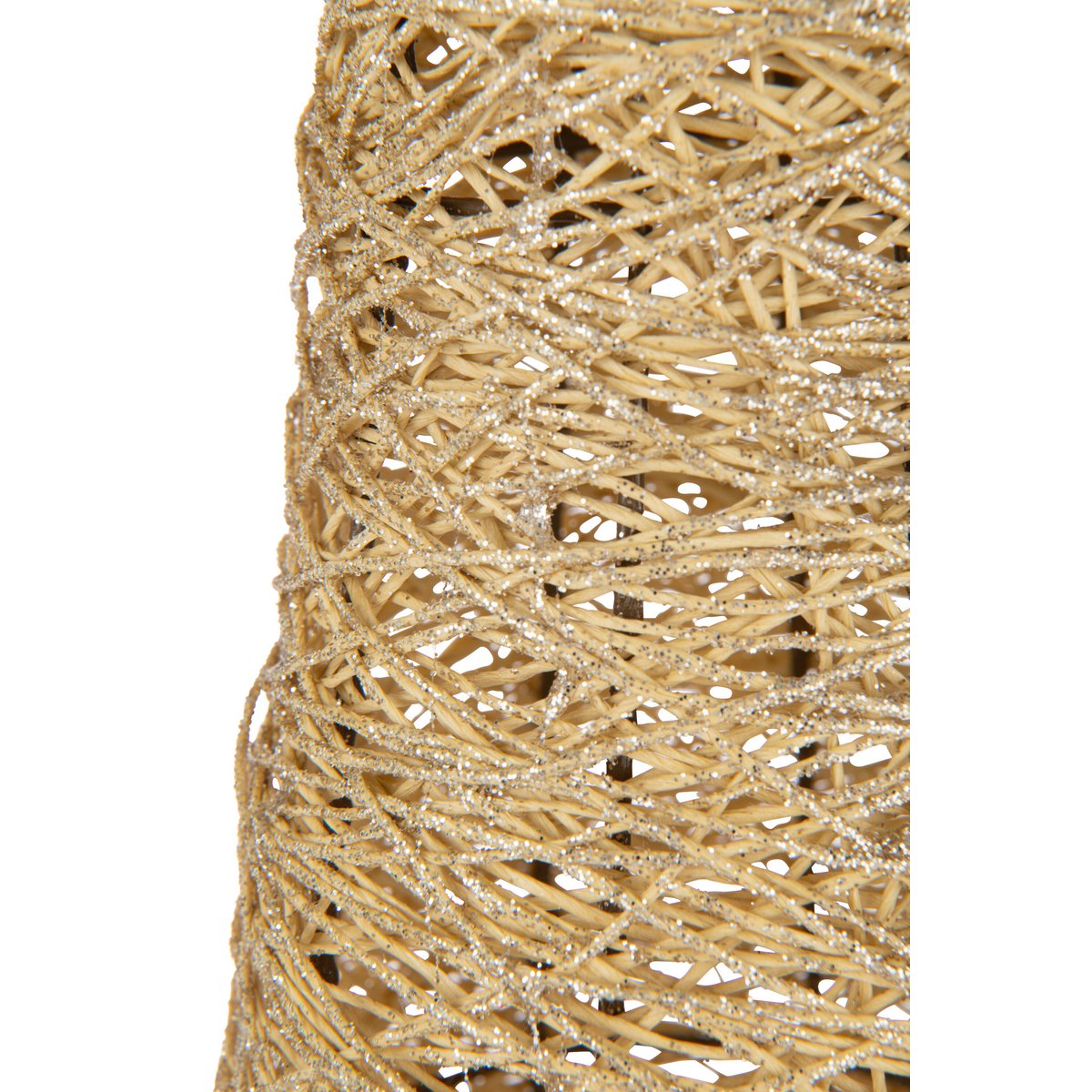 Détail du pied en métal de l'arbre de Noël doré