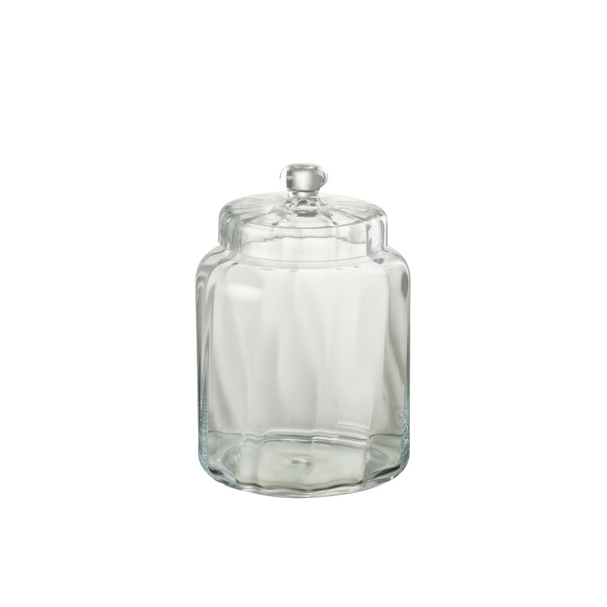 Détail du pot J-Line Elia, verre transparent avec couvercle esthétique