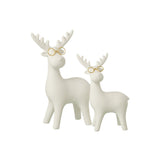 Figurine Renne J-Line en porcelaine blanche et dorée - vue de face
