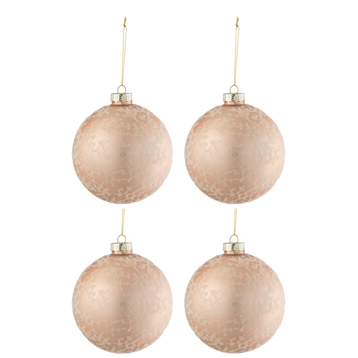 Boule de Noël en verre rose clair J-Line avec finition brillante