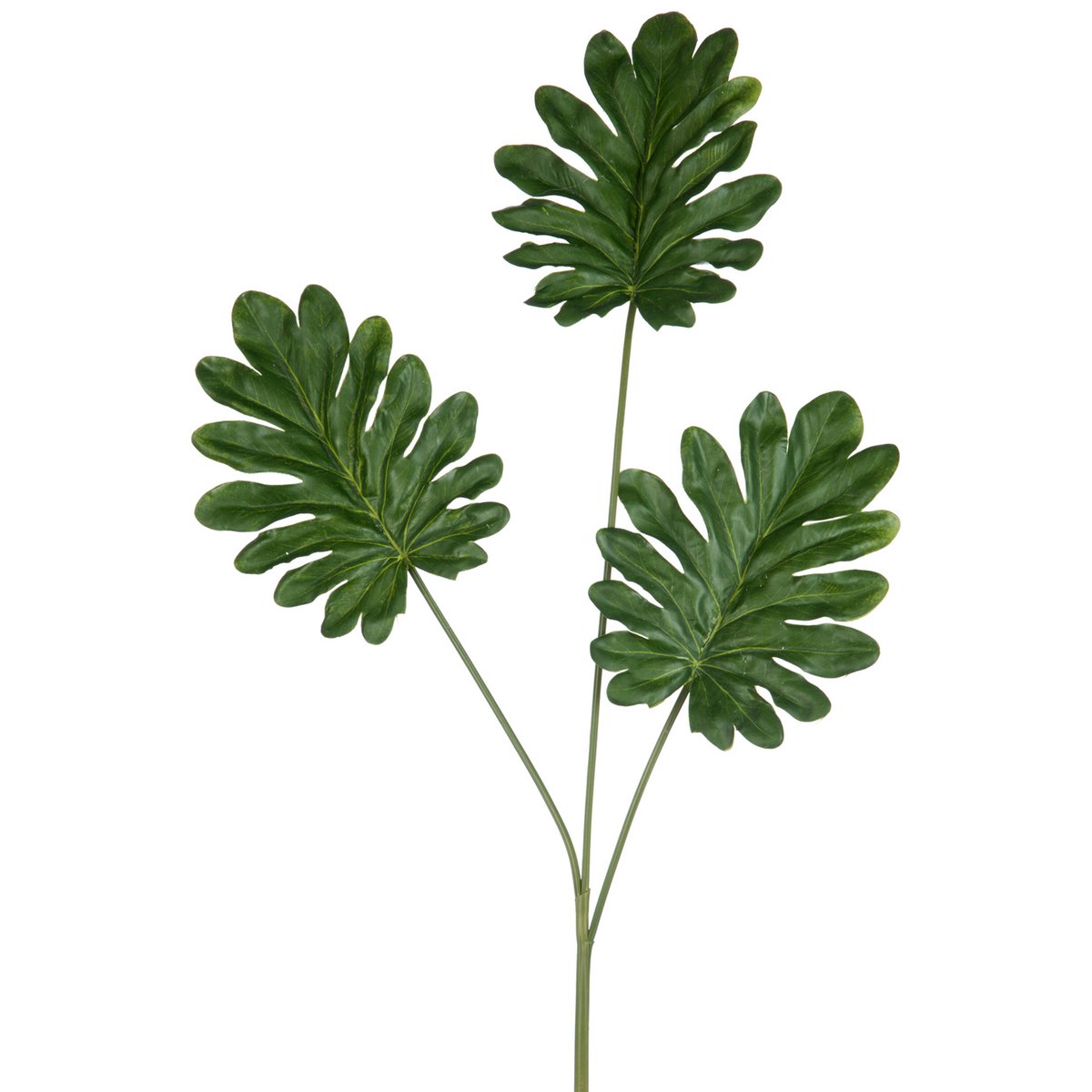 Philodendron Artificiel J-Line avec trois branches vertes, 76 cm de hauteur