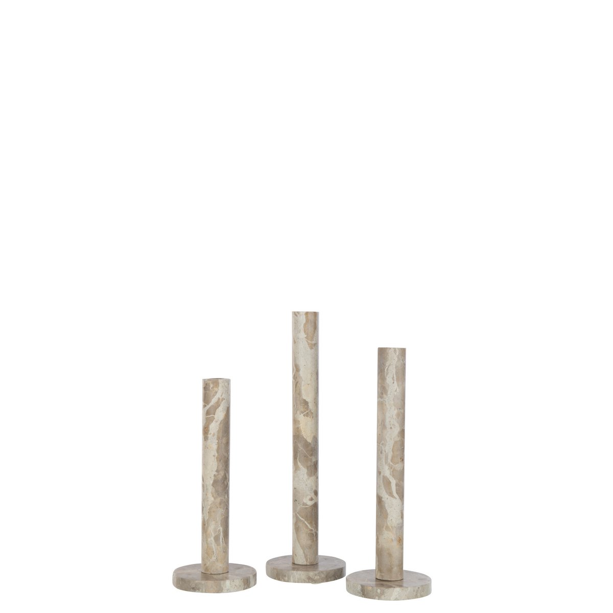Ensemble de trois bougeoirs J-Line en marbre beige