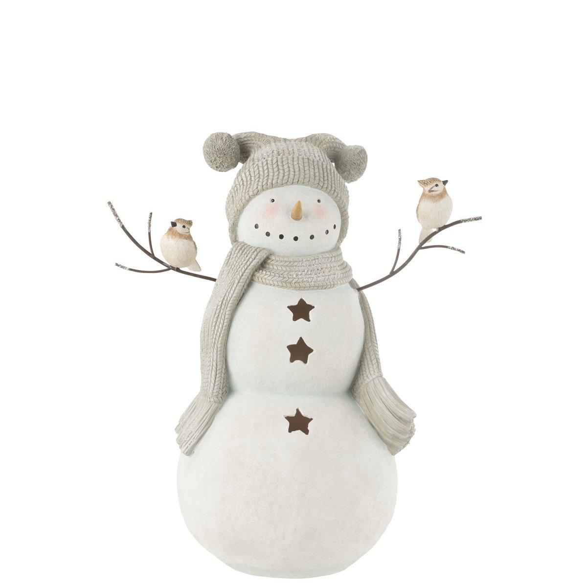 Bonhomme de Neige J-Line en résine blanc et gris, vue avant