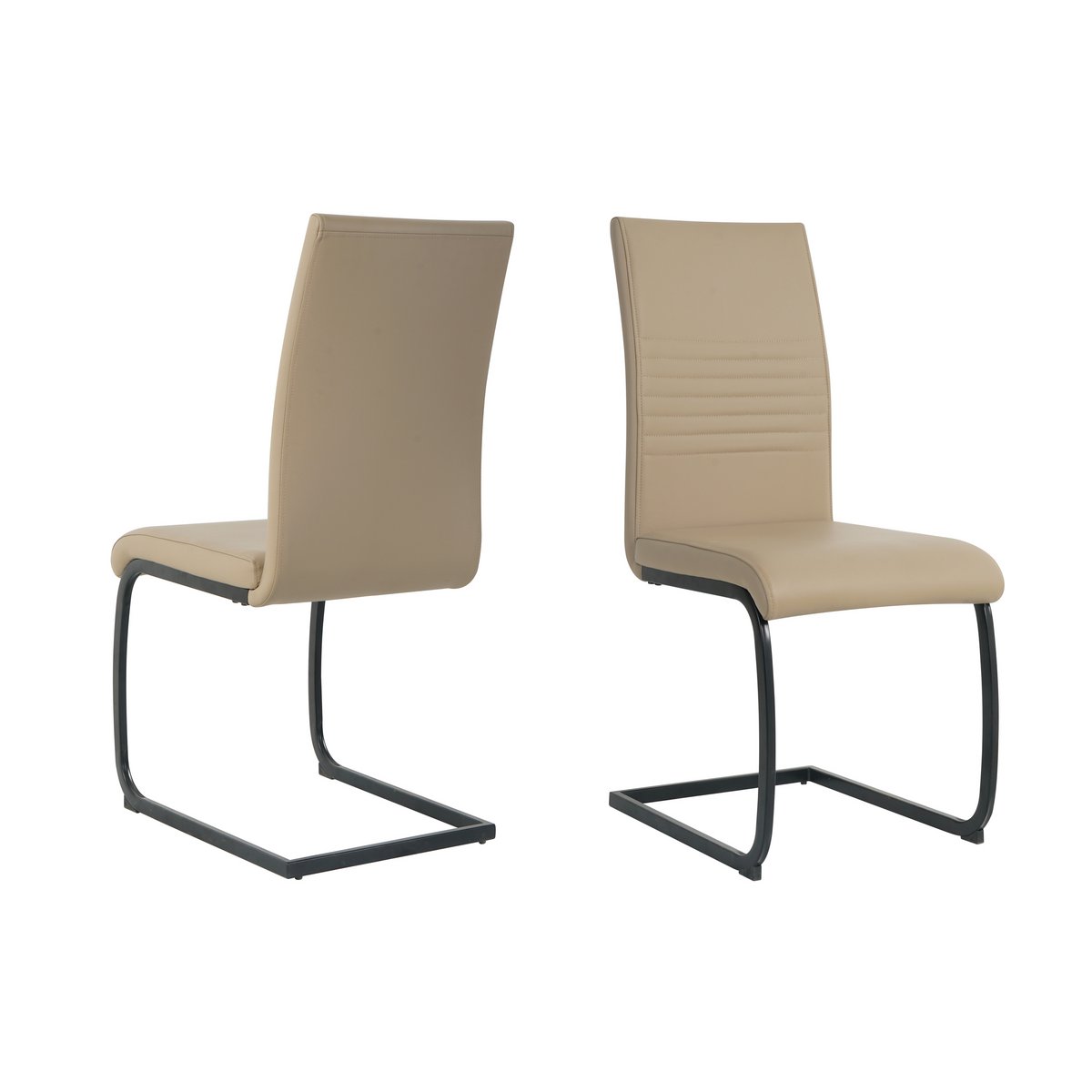 Chaises cantilever en similicuir marron et métal noir