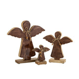 Ange Sur Pied Verni Marron Large - Vue de face avec détails en bois