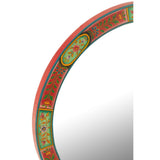 Détail du miroir rond en bois J-Line, ambiance bohème
