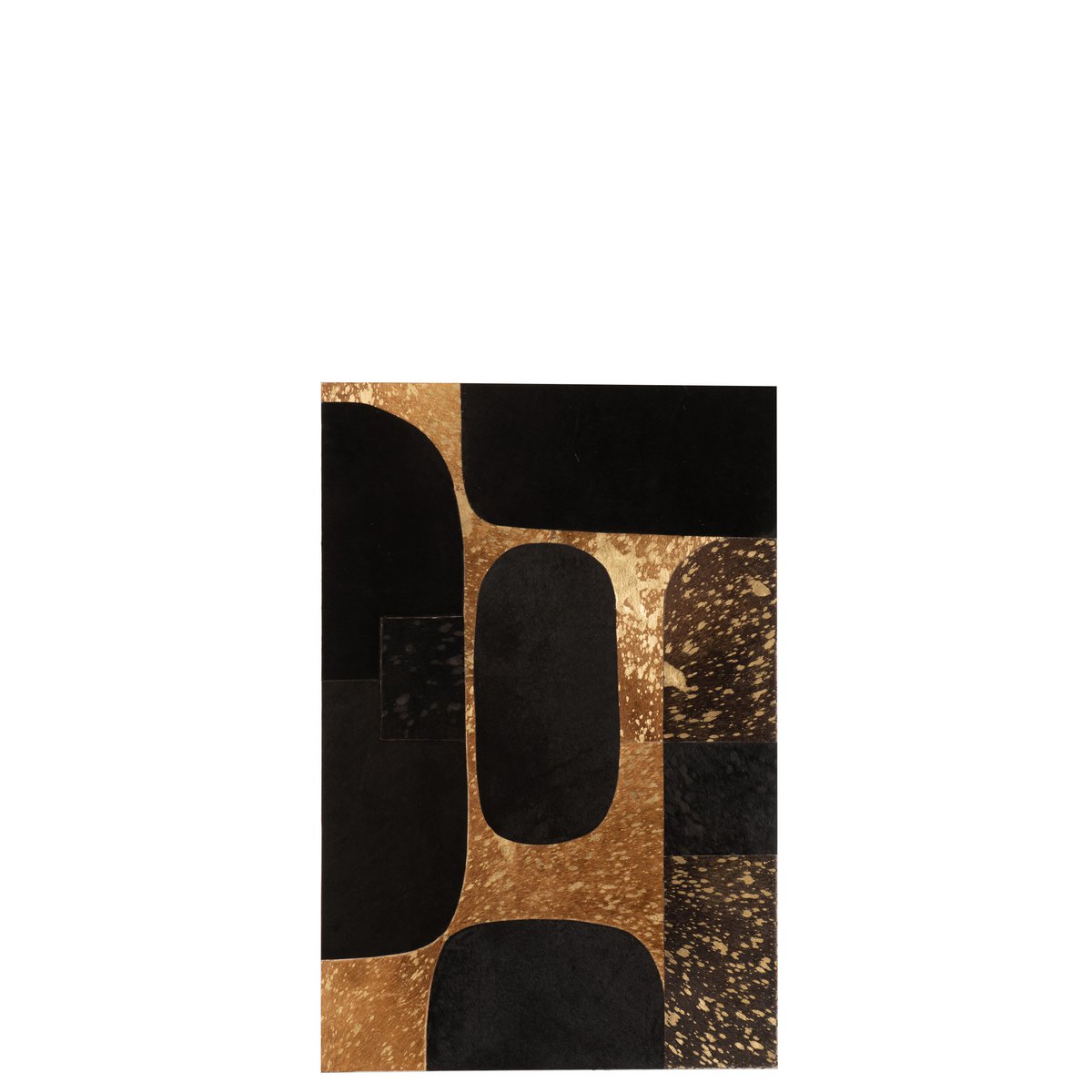 Cadre J-Line Rectangle Ovale en cuir noir et doré, vue de face