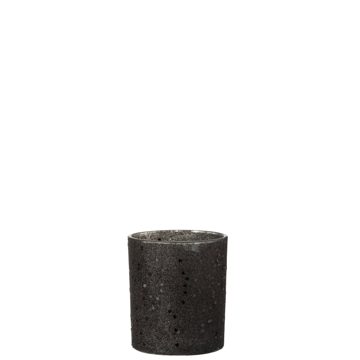 Bougeoir J-Line Stars en verre noir, parfait pour vos soirées