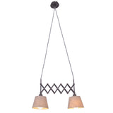 Ciseaux Pendant lampe "Adrianne", largeur extensible de 35-57 cm, en métal brun avec parasols textiles de couleur naturelle, versions E27, éclairage pour le salon, la salle à manger ou le bureau