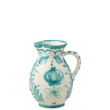 Jug Grenade J-Line en céramique blanche et aqua, vue de face