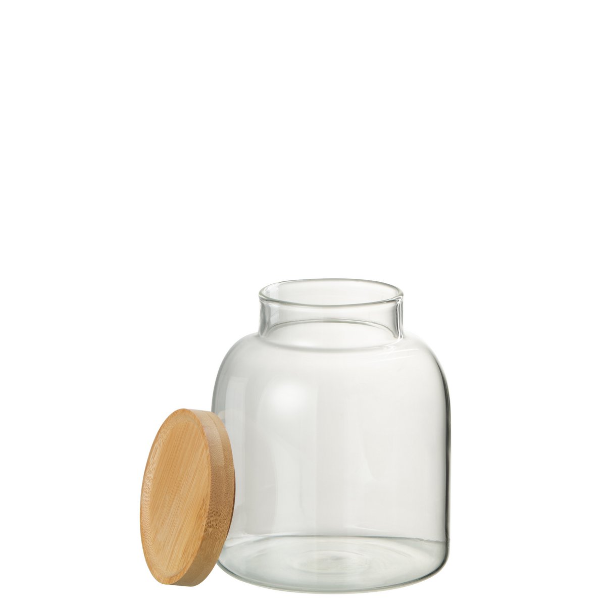 Pot de conservation J-Line Tom en verre avec couvercle en bambou naturel