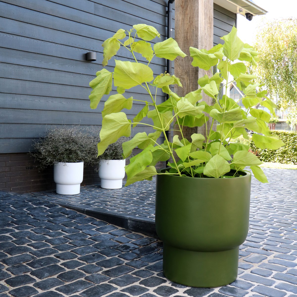 Cache-pot Roskilde en fiberstone vert mat