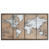 Carte du Monde J-Line en métal et verre beige/marron, décoration murale élégante.