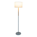 Lampe debout textile "Tessile", lampadaire en métal, arbre en caoutchouc et tissu en blanc et nature, socket e27, lampe debout 126 cm de haut