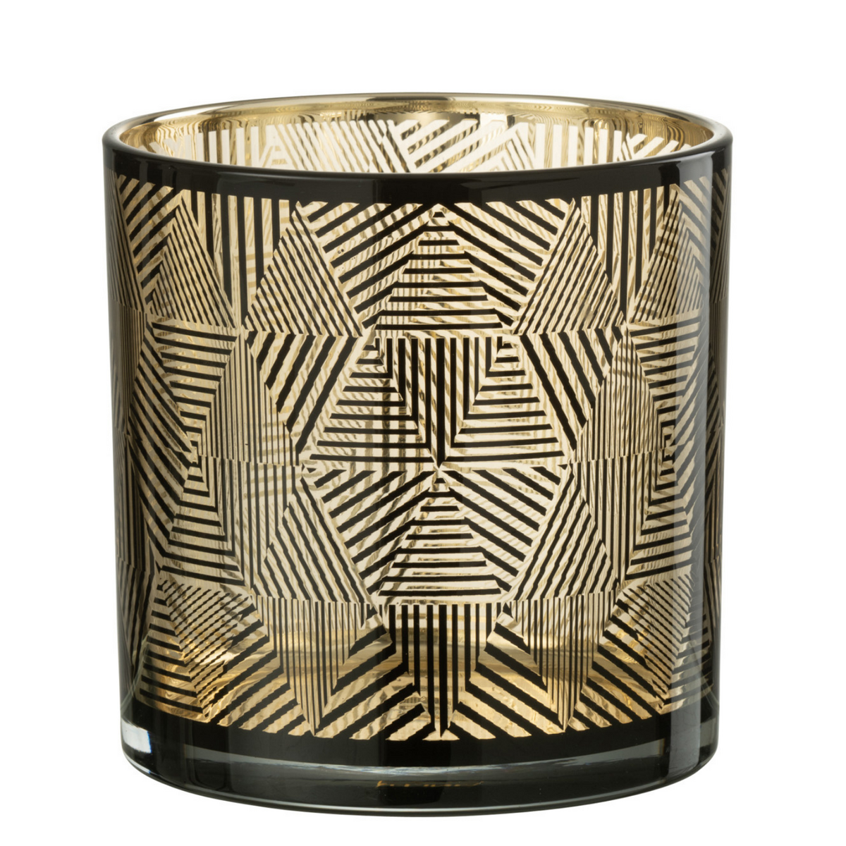 Lanterne J-Line Triangles Stripes en verre marron vue de face