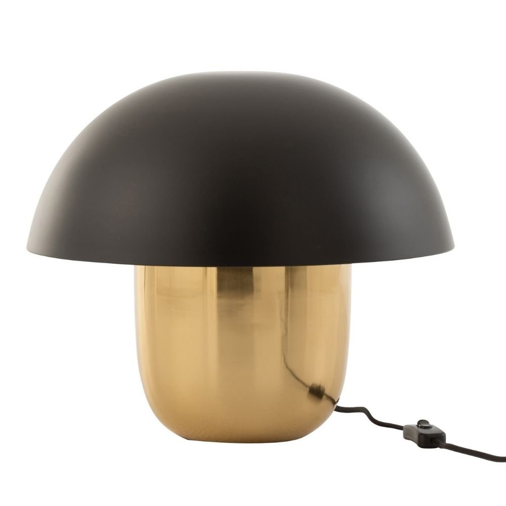 Table Champignon de lampe en métal noir et or, vue d'ensemble