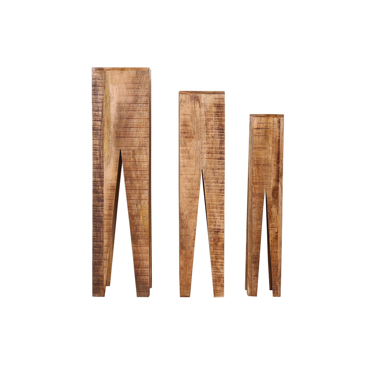 Tabouret fleur en bois de manguier avec design floral unique