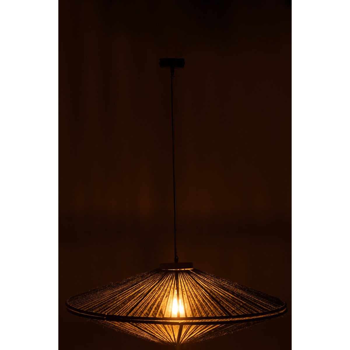 Ambiance d'intérieur avec la lampe Ovni J-Line suspendue