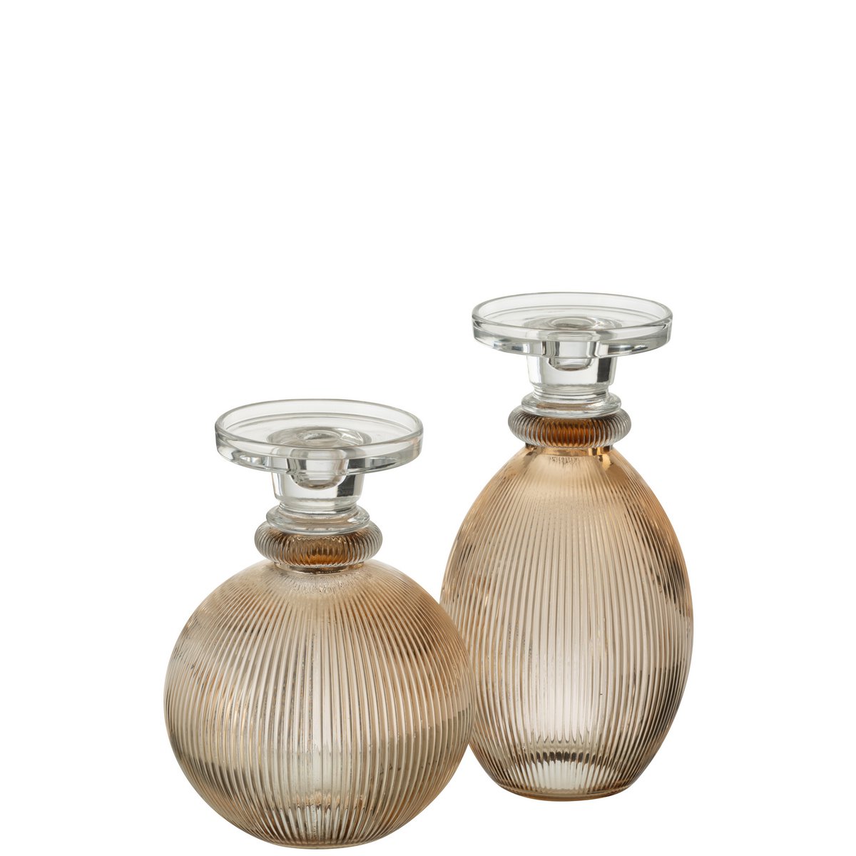 Bougeoir/Vase Malik en verre taupe, détail du design