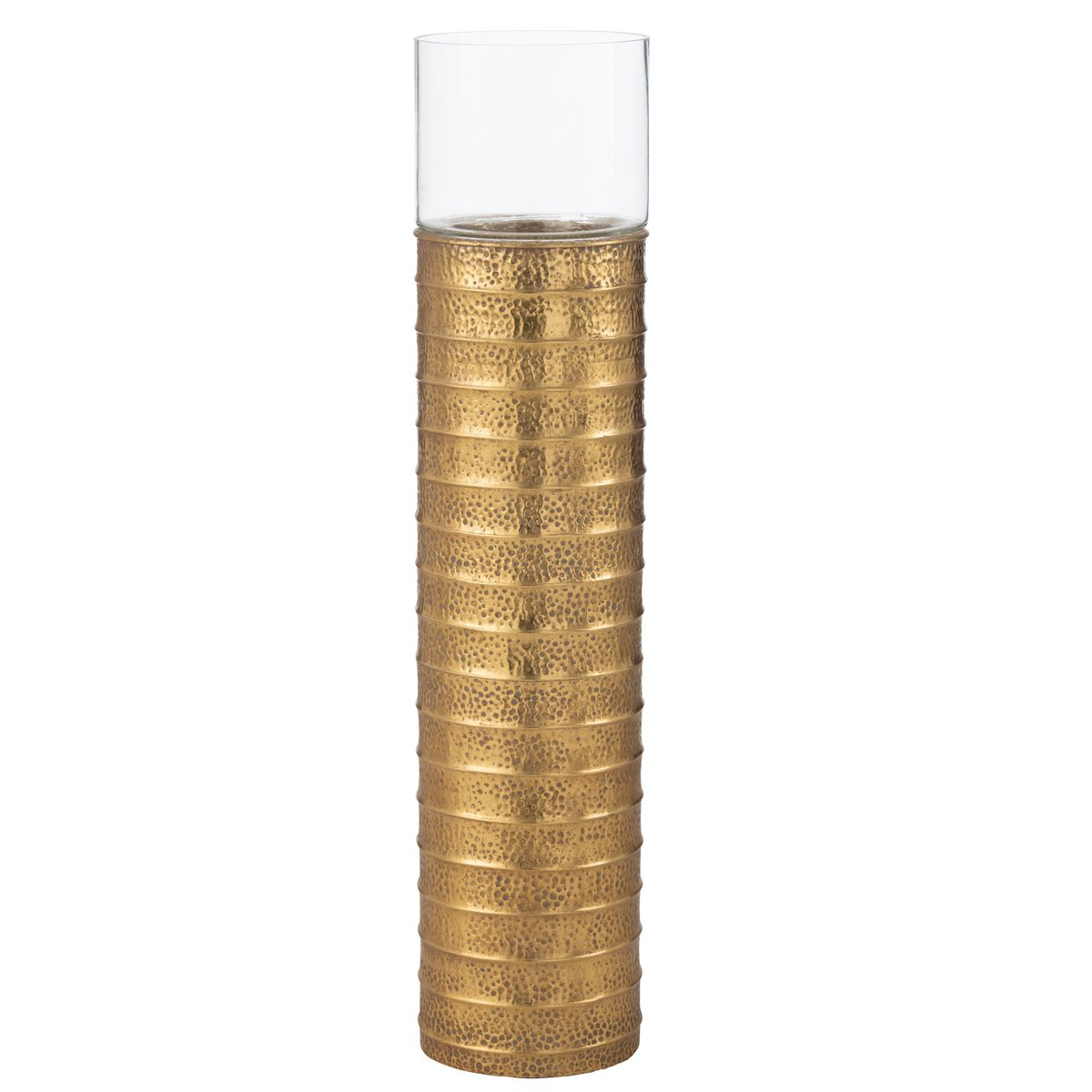 Bougeoir J-Line Colonne en métal doré avec verre transparent - vue 1