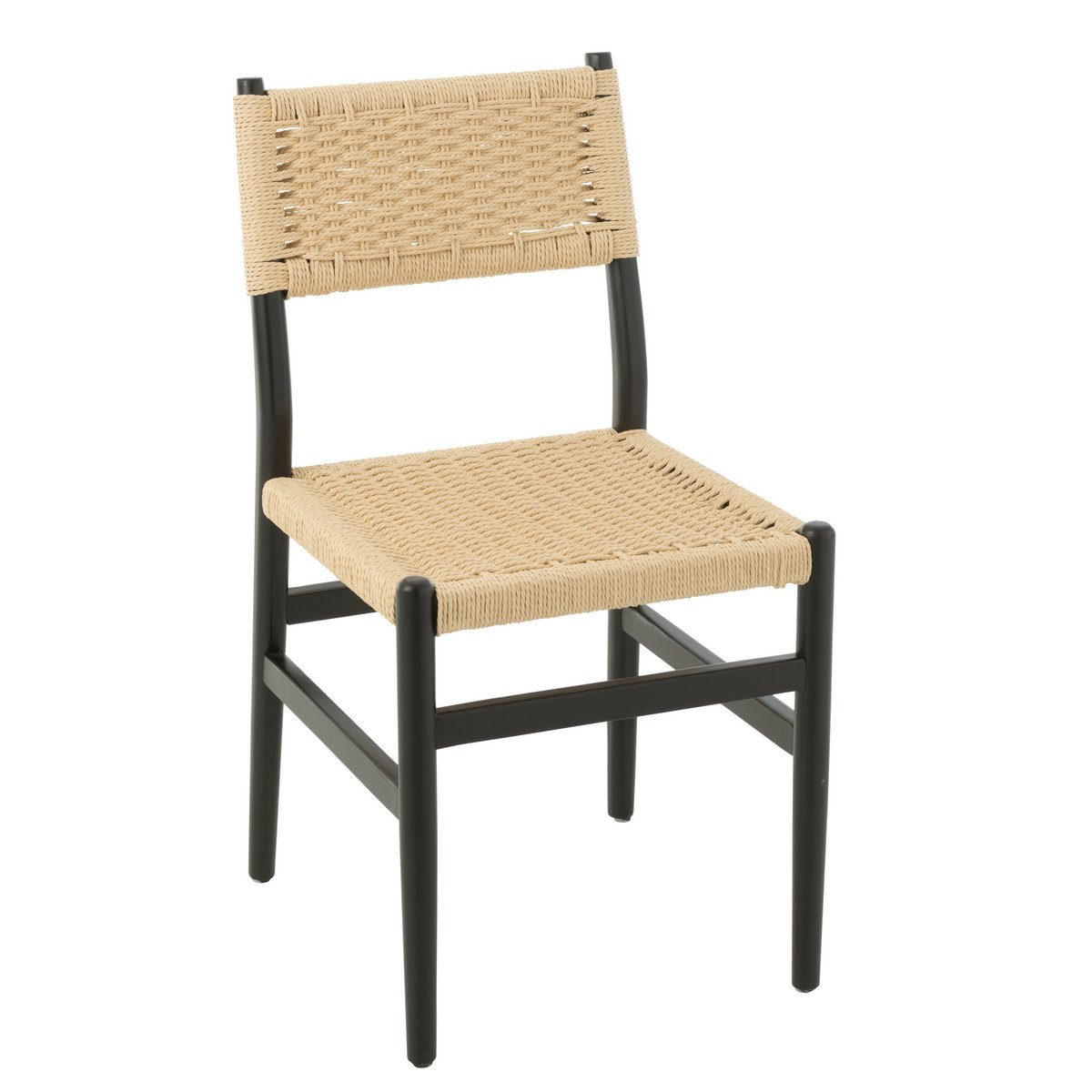 Chaise Lap J-Line en Hêtre et Corde Noir vue de face