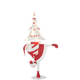 Figurine J-Line Sapin du Père Noël en métal rouge et blanc, vue de face.