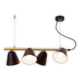 Lampe à 4 pendentifs "Triton" en métal noir en noir, avec douille E27, éclairage pour le salon, la salle à manger ou le bureau.