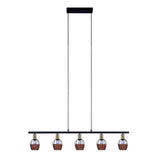 5 pendentif "Corbis", lampe conjugale en noir en noir, avec de l'or et du rotin, avec une douille E14, pour une salle à manger, un salon, un couloir ou un bureau, 100 cm de long