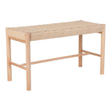 Banc Abano en bois de peuplier et corde de papier, vue de face