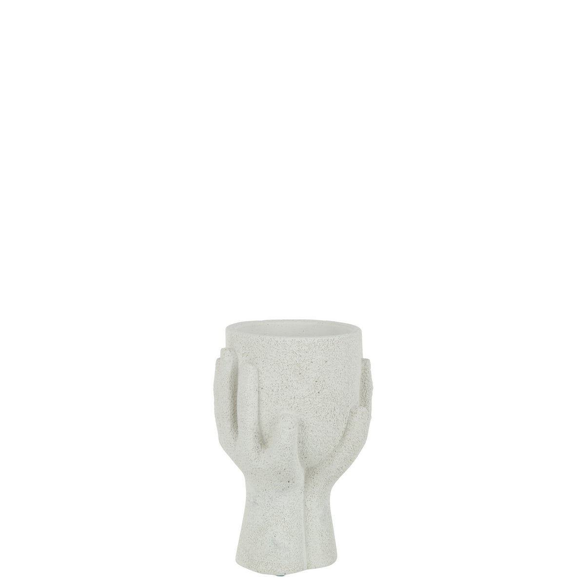 Pot de fleurs J-Line en ciment blanc, avec plante